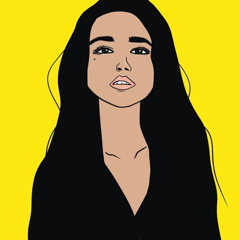 Ilustración: mujer de pelo largo negro